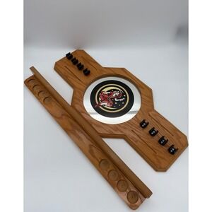 Vintage Miller High Life Girl on the Moon Wood Pool Cue Rack & Ball Holder Set